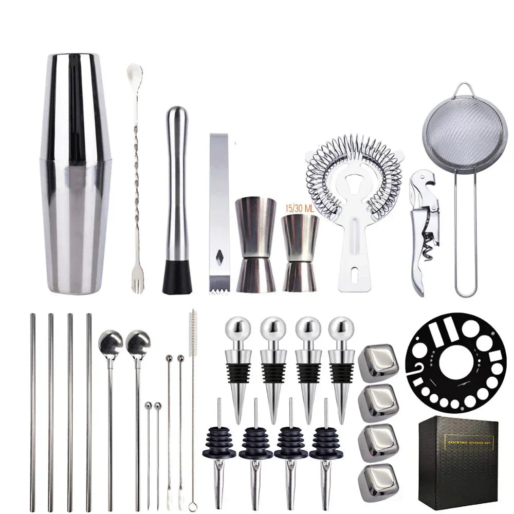 33-Piece Rotating Mixology And Craft Cocktail Shaker Set