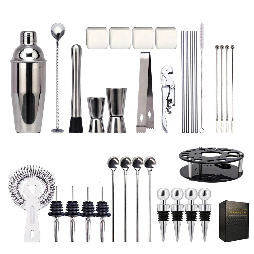 34-Piece Rotating Mixology And Craft Cocktail Shaker Set