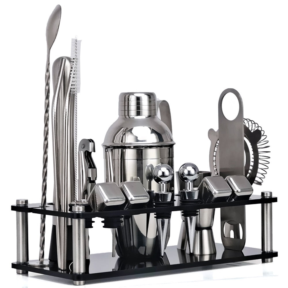 21-Piece Mixology And Craft Cocktail Shaker Set With An Acrylic Stand