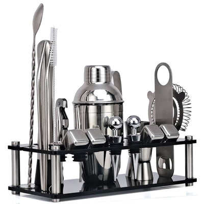 21-Piece Mixology And Craft Cocktail Shaker Set With An Acrylic Stand